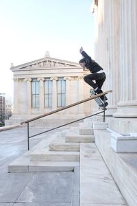 Man skateboarding in park