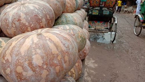 Close-up of stack of firewood