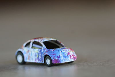 Close-up of toy car on table