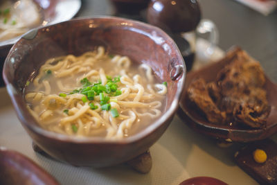 Close-up of food in bowl on table