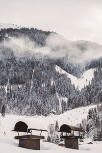 Scenic view of landscape against sky during winter