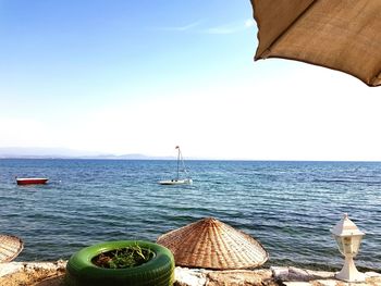 Scenic view of sea against clear sky