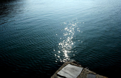 High angle view of rippled sea