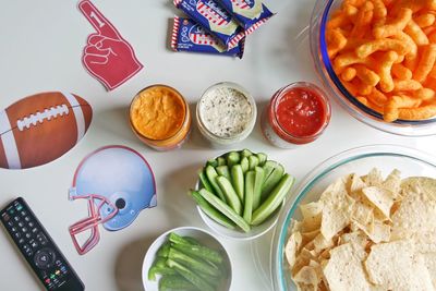 High angle view of food on plate