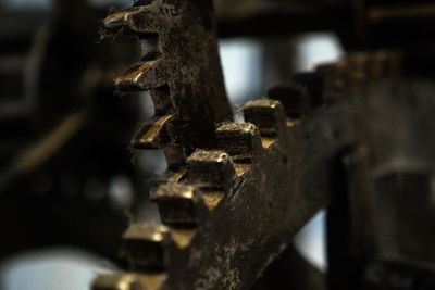 Close-up of old machinery gear in industry