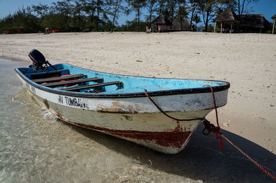 Boats moored in sea