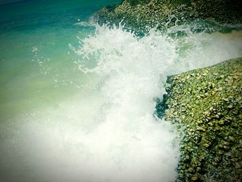 High angle view of sea waves