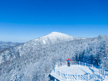 High angle view of man standing at observation point