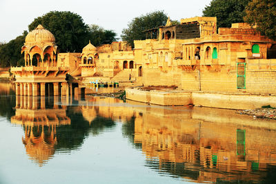 Reflection of buildings in water