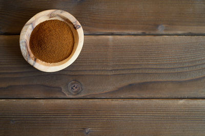 High angle view of coffee on table