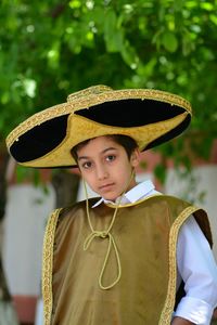 Portrait of boy wearing hat