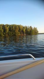 Scenic view of lake against clear sky