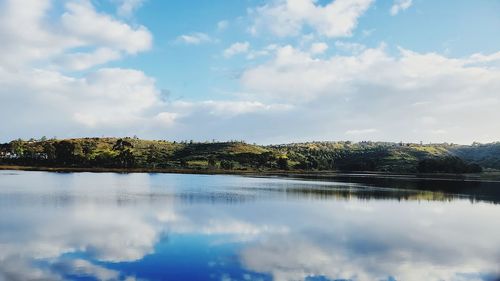 Scenic view of lake against sky