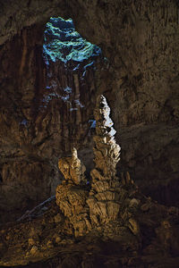 Low angle view of rock formation in cave