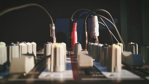 Close-up of sound mixer at home