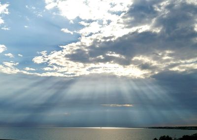 View of calm sea against cloudy sky