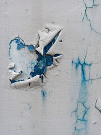 Close-up of weathered painting on wall