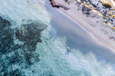 High angle view of boat on sea