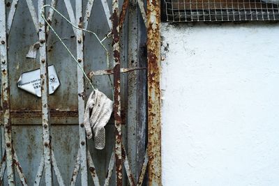 Close-up of rusty abandoned building