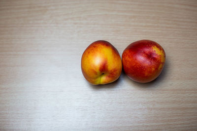 High angle view of apples on table