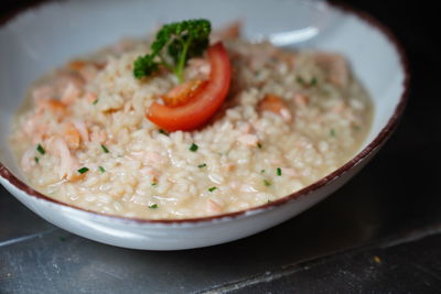 Close-up of salad in bowl on table