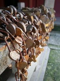 Love locks on fence