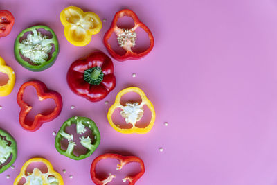 High angle view of multi colored candies