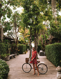 Man riding bicycle in park