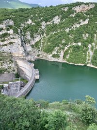 High angle view of bridge over river