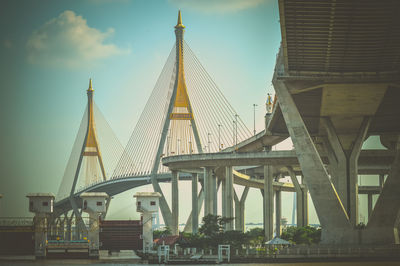 King bhumibol suspension bridge in bangkok thailand
