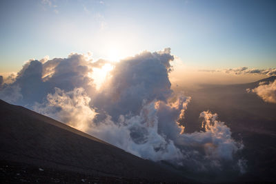 Low angle view of mountains against sky