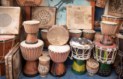 Row of african ethnic music instrument