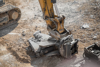High angle view of machinery in construction site