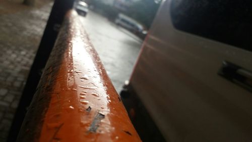 High angle view of wet car window