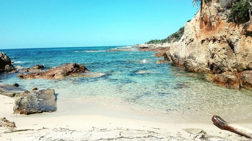 Scenic view of sea against clear sky