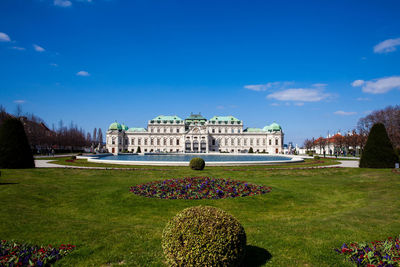 View of historical building in garden