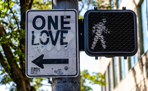 Creative one love sign. altered road sign.