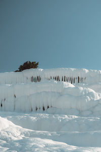 Scenic view of frozen landscape against sky