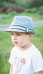 Portrait of boy wearing hat