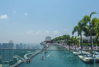 View of swimming pool in city