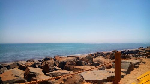 Scenic view of sea against clear sky