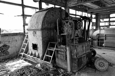 Old train in abandoned factory