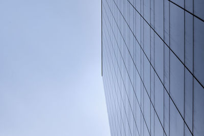 Low angle view of modern building against clear sky