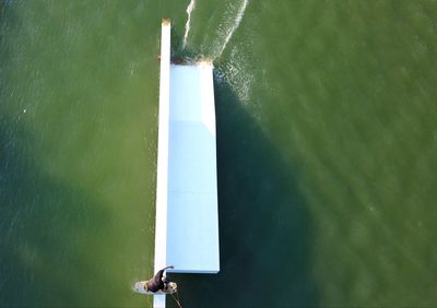 High angle view of man in boat