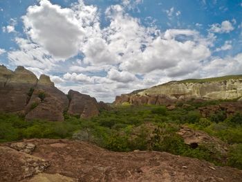 Scenic view of mountains against sky