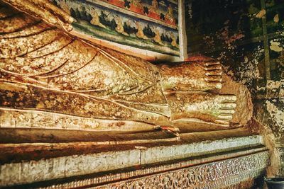 Close-up of buddha statue in temple