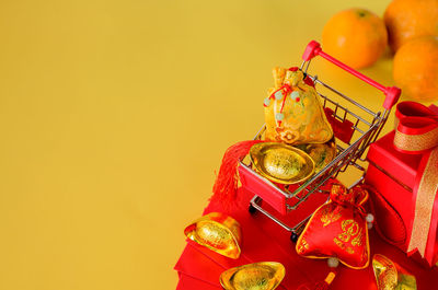 Close-up of oranges over white background