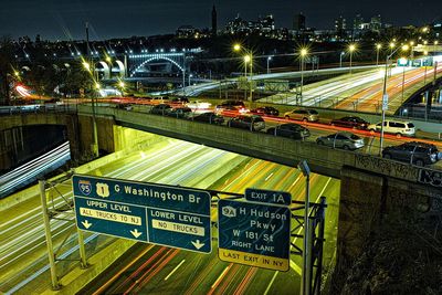 Illuminated city at night