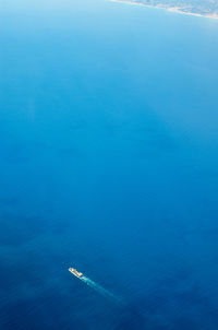 Aerial view of boat in sea