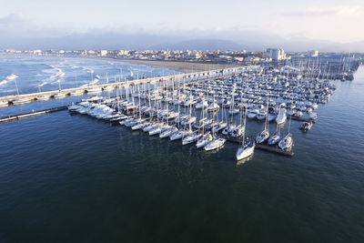 High angle view of sea against sky